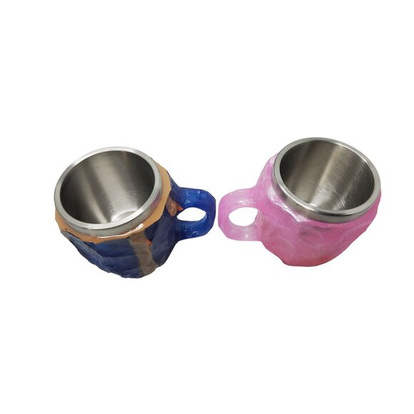 Handcrafted Resin & Stainless Steel Mugs Set - Picture 4 of 5